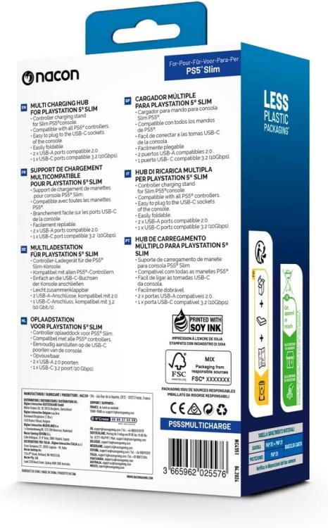 Nacon Hub Ricarica Multipla Base Ricarica Dualsense Playstation 5 Controller Ps5