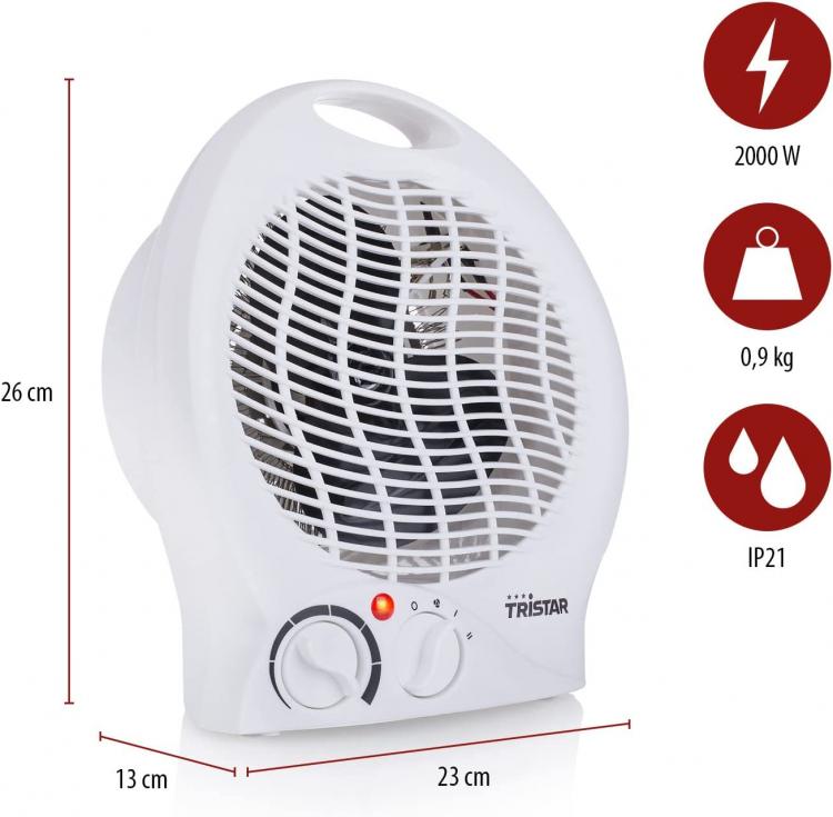 Termoventilatore Tristar Elettrico Caldobagno 3 Velocita Stufetta Stufa Bianco