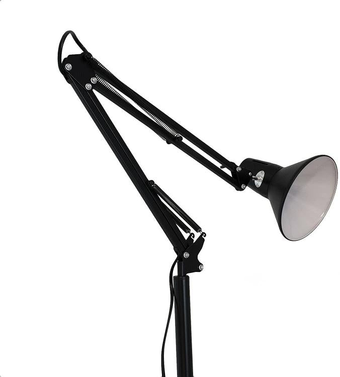 Lampada A Piantana Da Terra Braccio Orientabile Luce Lettura Metallo Grigio|D15A