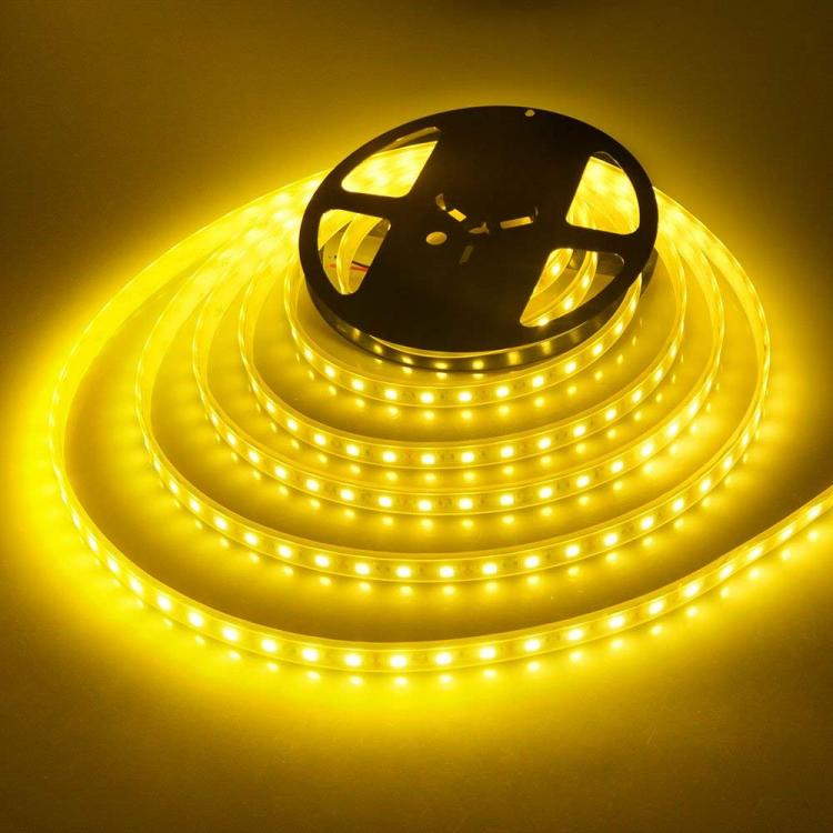 Striscia Led Smd 5050 5 Metri 12V Ip66 Adesiva Bobina Led Flessibile Giallo