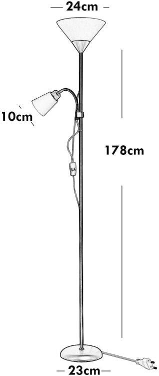 Lampada Piantana Led Da Terra 2 Luci E27 Braccio Flessibile Lettura Divano D23-B