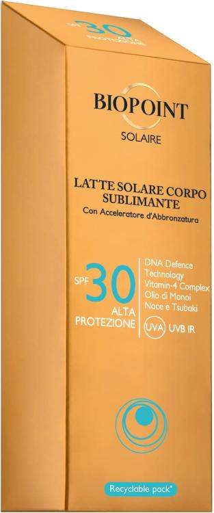BIOPOINT - Latte Solare Corpo Sublimante Alta Protezione SPF30 Tubo da 200ml