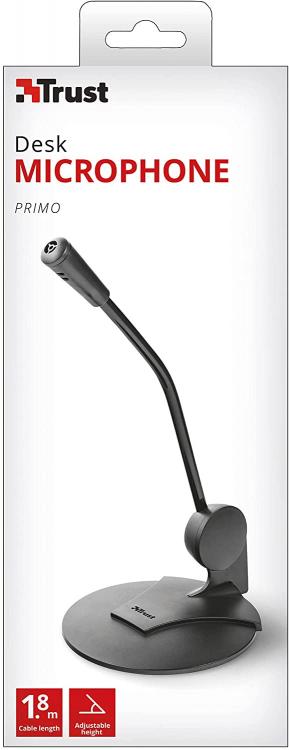 Microfono Trust Primo Desk Pc Laptop Microfono Regolabile Cablato Jack 3,5Mm