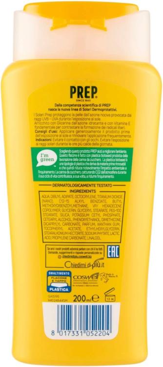 Prep - Latte Solare Dermoprotettivo Spf 50 Protezione Solare Raggi Uva-Uvb 200Ml