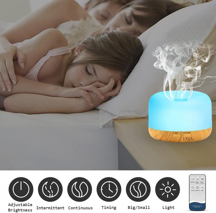 DIFFUSORE OLI AROMI UMIDIFICATORE AROMATERAPIA 600ML LAMPADA LED CON TELECOMANDO