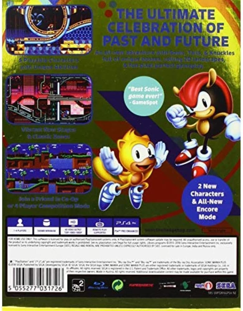 Sonic Mania Plus Ps4 Gioco Playstation 4 Italiano Videogioco Nuovo Sigillato