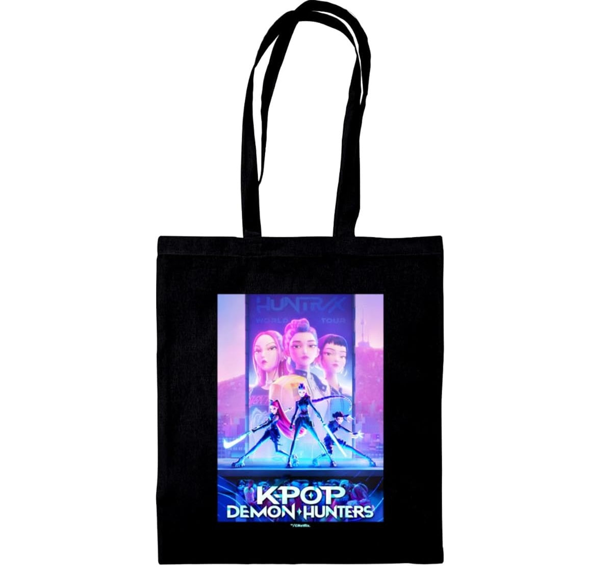 Pyramid: K-POP DEMON HUNTERS (Key ART) Black - Tote Bag - Shopping Bag - Borsa in tessuto con manici