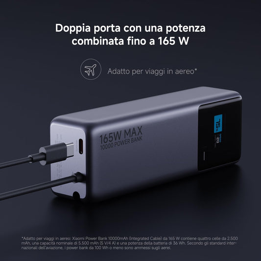 Xiaomi Mi Powerbank 22.5W 10000mAh Wireless Fast-Charge Display USB-C Black-Blue