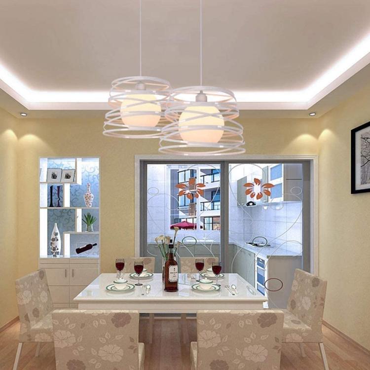 Lampadario Moderno Sospensione Fasce Intrecciate Ferro Attacco E27 120Cm |Bianco