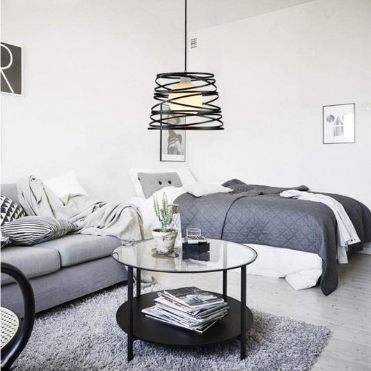 Lampadario Moderno A Sospensione Fasce Intrecciate Ferro Attacco E27 Filo 120Cm