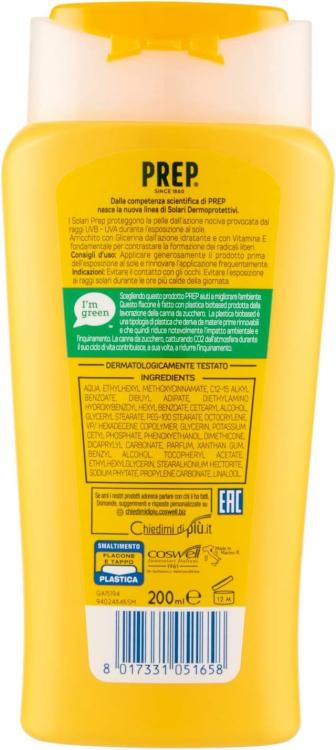 Prep - Latte Solare Dermoprotettivo Spf30 Protezione Solare Raggi Uva-Uvb 200Ml