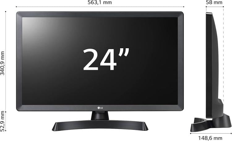 Lg Smart Tv 24" Led Hd Ready Fhd Monitor Tv Nero Dvb-T2 Usb Wifi (23.6") 59,9 Cm