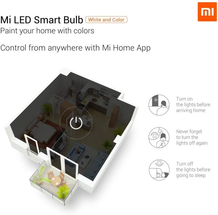 Xiaomi Mi Led Smart Bulb White/Color Kit 2 Pezzi Lampadina Wifi Google Home Rgb