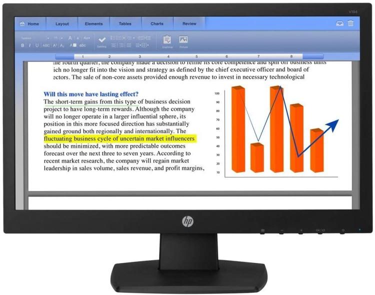 Hp Monitor 19" V194 Led 5Ms Vga5Yr89At Schermo Led Pc Tv 47 Cm Nuovo Nero Vga