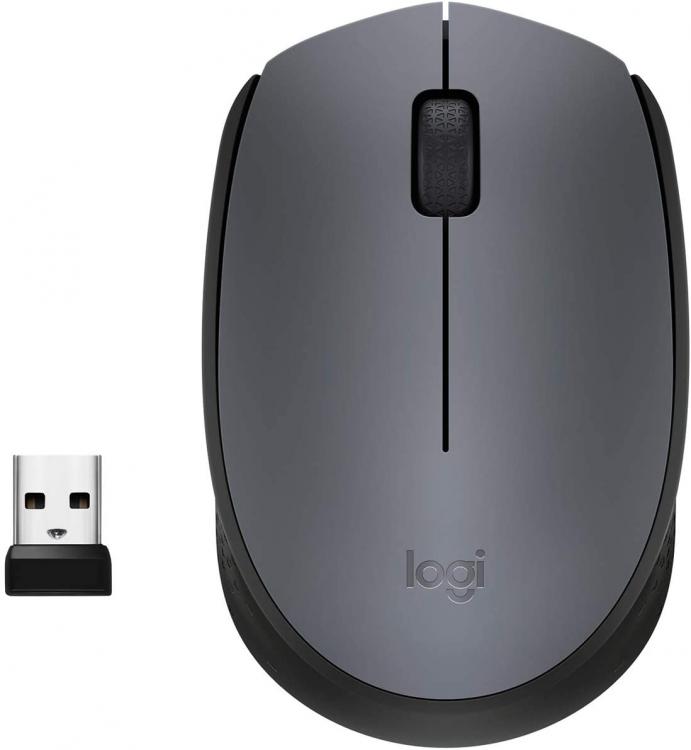 Logitech Mouse Wireless M170 Grey Optical Usb Ambidestro Pc Mac Laptop Grigio