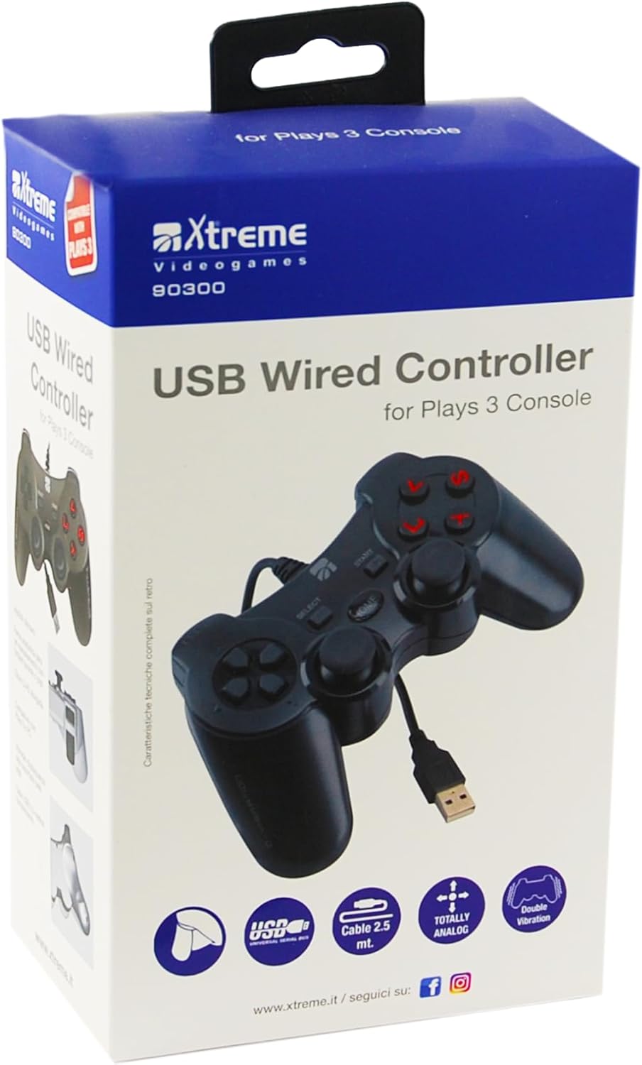 Xtreme 90300 Controller USB Cabato per PC e Console – Joypad Gaming Nero