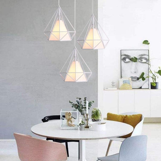 Lampadario Da Arredo Design Moderno Struttura Metallo Bianco Tessuto E27 | B20-B