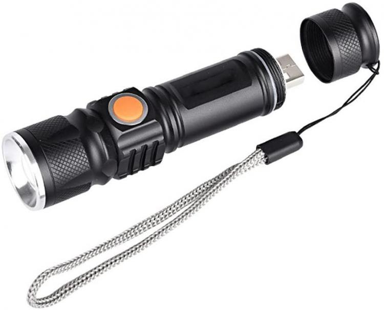 Mini Torcia Tattica Militare Cree Luce Led T6 Xenon Zoom Ricaricabile Usb Caccia