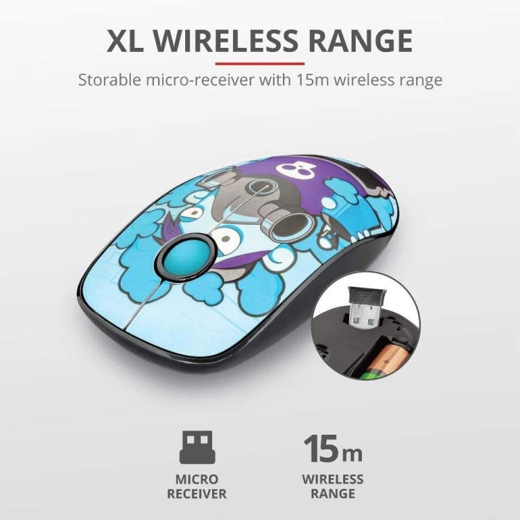 Trust Mouse Ottico Sketch Silent Click Silenzioso Wireless Usb Senza Filo Blu