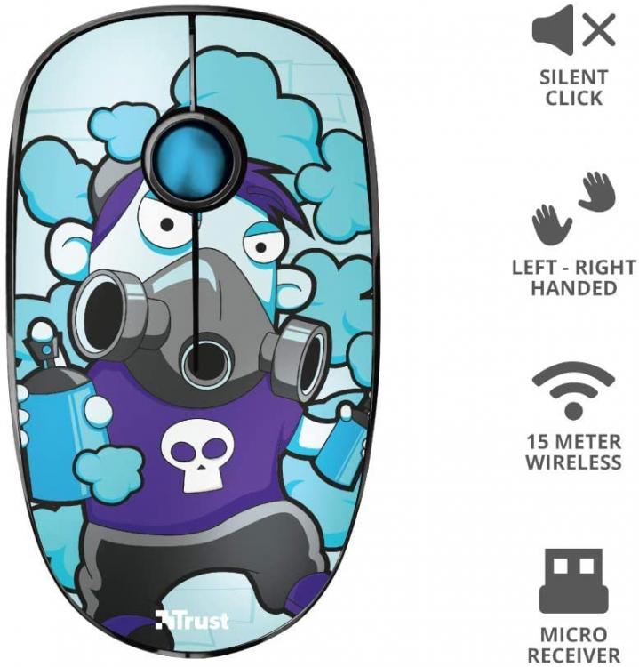Trust Mouse Ottico Sketch Silent Click Silenzioso Wireless Usb Senza Filo Blu