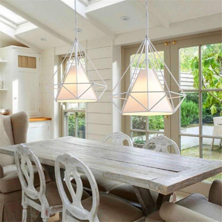 Lampadario Da Arredo Design Moderno Struttura Metallo Bianco Tessuto E27 | B20-B