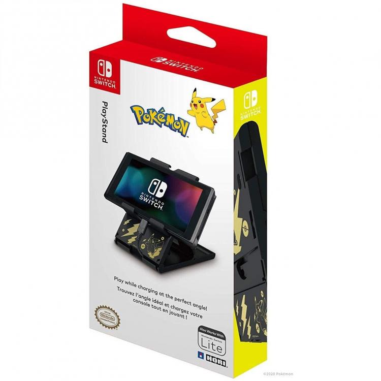 Hori Playstand Pikachu Black & Gold Pokemon Supporto Per Nintendo Switch E Lite