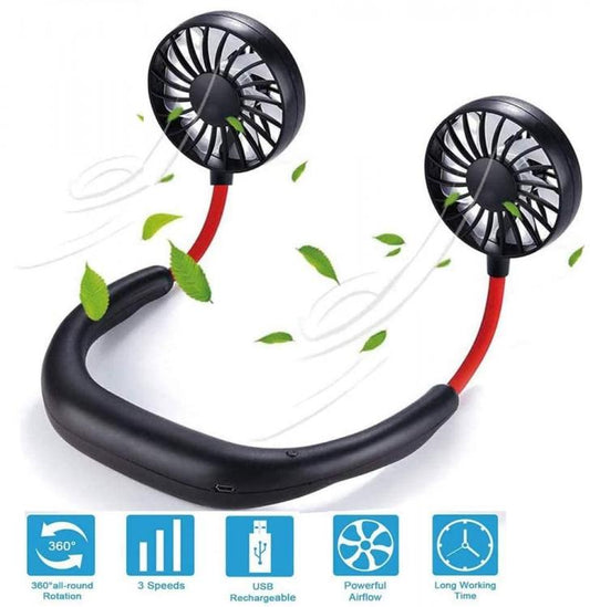 Ventilatore Portatile Usb Ricaricabile Led Collo Sport Tavolo Ufficio Casa Auto