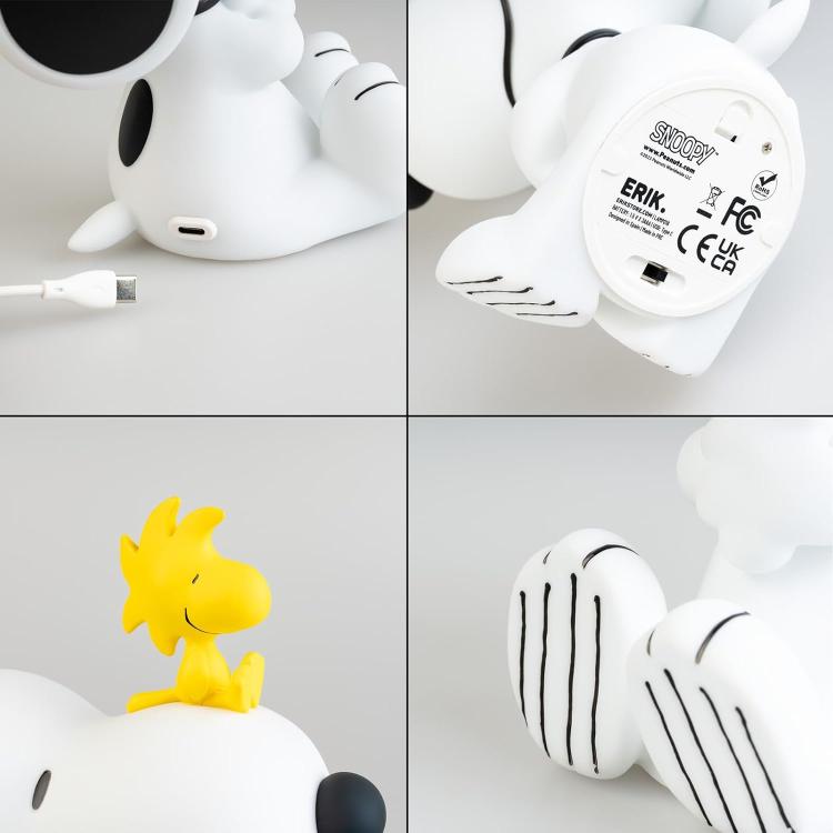 Lampada Da Tavolo Snoopy 3D Luce Notturna Ricaricabile Usb-C O Batterie Aaa