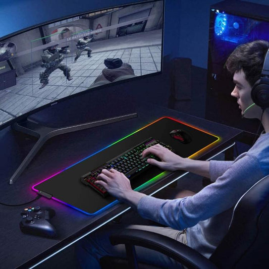 Tappetino Gaming Mouse Xxl Led Rgb Mousepad 80Cm Cambio Colore Pc Tappeto Grande