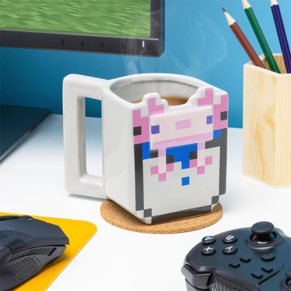 Paladone Minecraft Axolotl Shaped Tazza da Caffè in Ceramica Mug 400ml