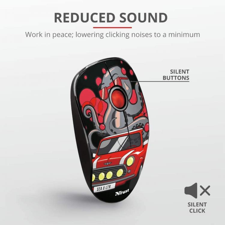 Trust Mouse Ottico Sketch Silent Click Silenzioso Wireless Usb Senza Filo Rosso