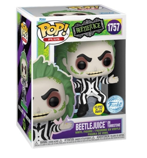 Funko Pop ! Plus - Beetlejuice (1757) Beertlejuice On Tombstone Special Glow 9Cm