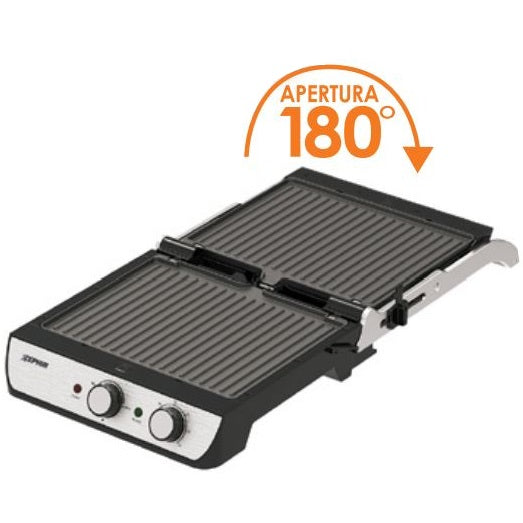 Zephir Bistecchiera Apertura 180° Piastra Elettrica Per Panini Toastiera Timer