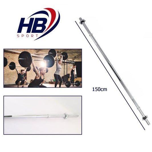 BILANCIERE DIRITTO 150CM Ø25mm ACCIAIO MANUBRIO BARRA LISCIA BODYBUILDING 1,50m