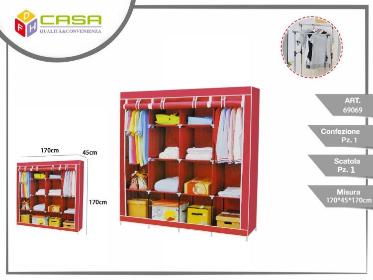 ARMADIO GUARDAROBA IN TESSUTO APPENDIABITI + 12 RIPIANI SCAFFALE SALVASPAZIO TNT