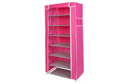 Scarpiera Salvaspazio 7 Ripiani Scaffale Mobile Porta Scarpe Acciaio/Tessuto Tnt