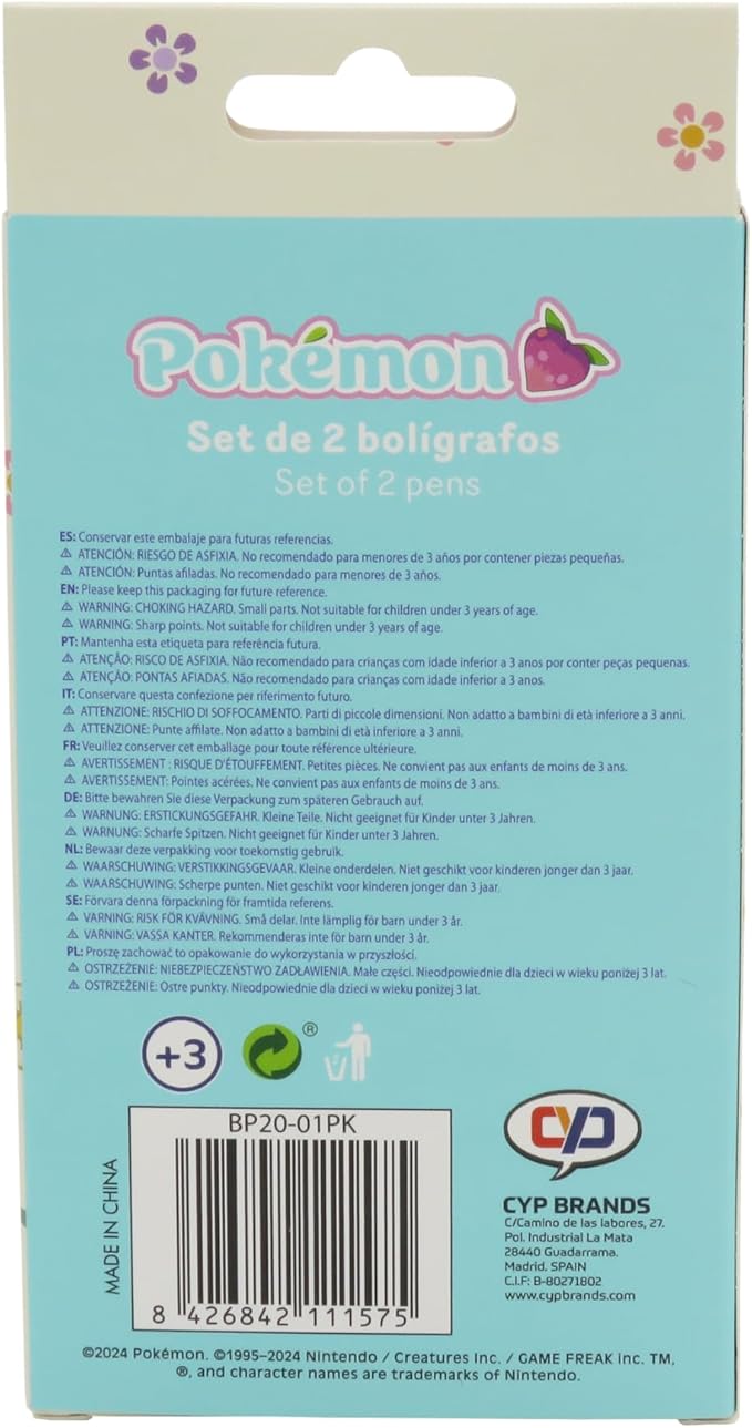 CYP Brands Pokemon Set Di 2 Penne - Pikachu E Eeve - Prodotto Ufficiale Nuovo