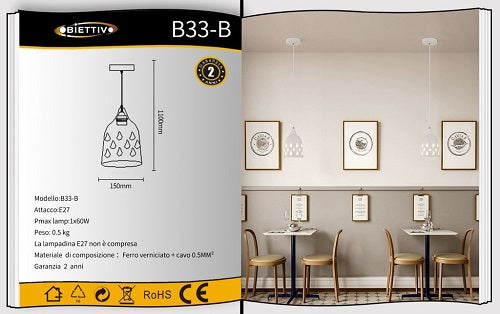 Lampada Da Soffitto Led Goccia Moderno Metallo Attacco E27 Cucina Salone | Bn