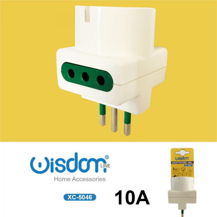 5pz ADATTATORE TRIPLA SPINA S11 P30 10A 2 PRESE BIPASSO 10/16A + 1 SCHUKO 10/16A