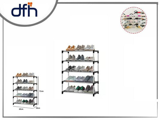 Scarpiera 5 Ripiani Salvaspazio Scaffale Portaoggetti Portascarpe 60 X 30 X 72Cm