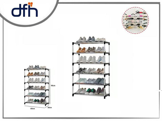 Scarpiera 6 Ripiani Salvaspazio Scaffale Portaoggetti Portascarpe 60 X 30 X 90Cm