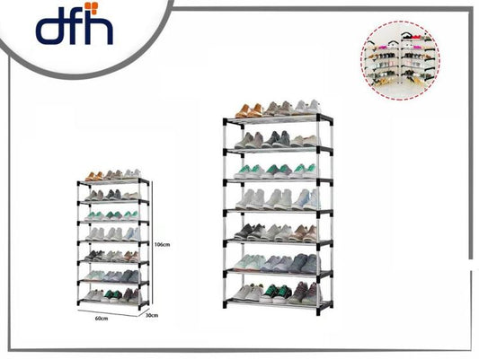 Scarpiera 7 Ripiani Salvaspazio Scaffale Portaoggetti Portascarpe 60X30 X106Cm
