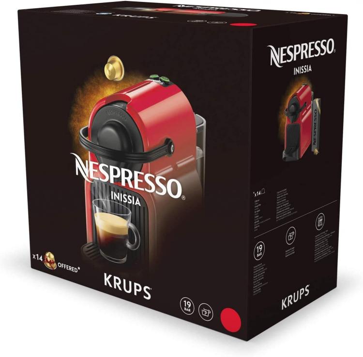 Nespresso Inissia Xn1005 A++ Macchina Da Caffè Ruby Red Espresso Capsule Rosso