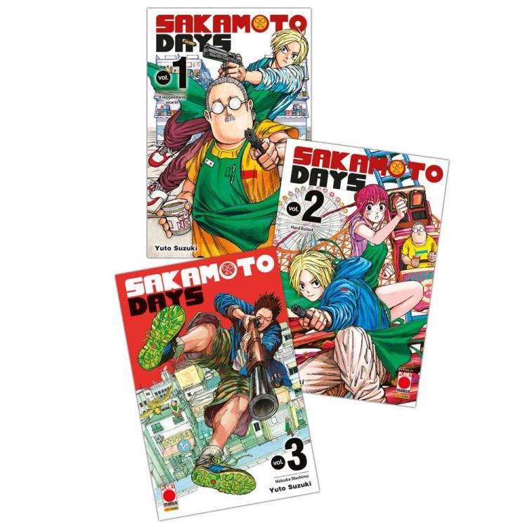 Fumetto: Sakamoto Days Pack (Vol.1-3) + Cartolina Shonen Manga Di Yuto Suzuki