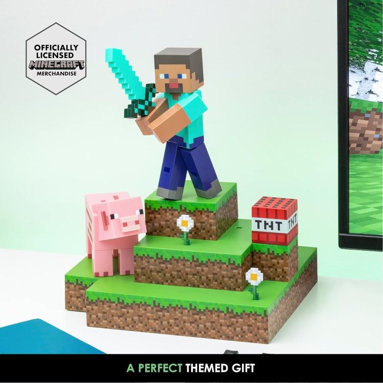 Paladone Lampada Minecraft Figura Steve Diorama Light 30Cm Luce Led Da Notte 3D