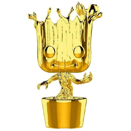 Funko Pop ! Marvel Studios The First Ten Years (378) Groot "Gold Chrome" Figure