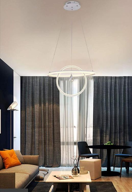 Lampadario A Soffitto Cerchi Led Design Moderno Circolare Luce Calda 70W