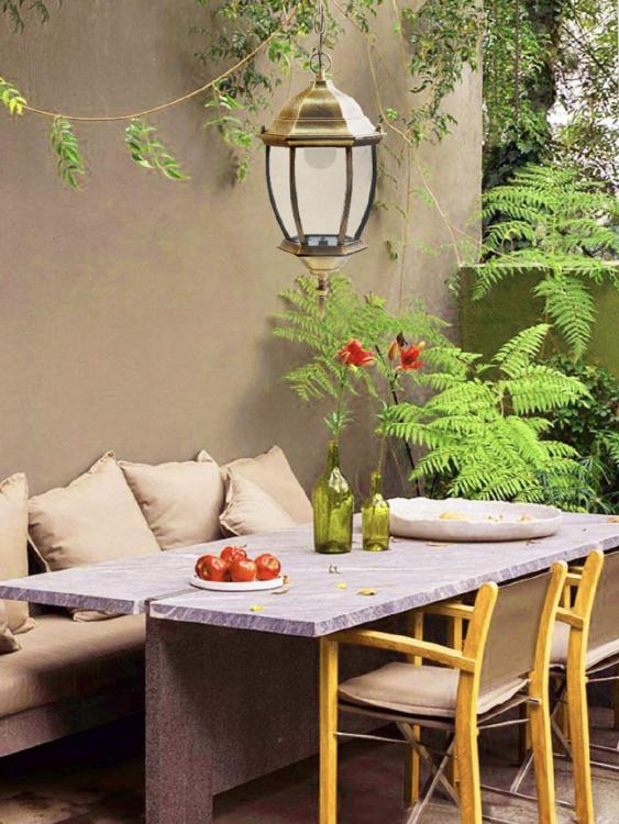 Lanterna Da Soffitto Sospensione Con Catena Lampada Giardino Attacco E27/Bronzo