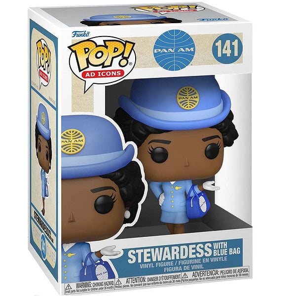Funko Pop Icons Pan Am 141 Stewardess With Blue Bag Vinyl Figure Fliight Hostess