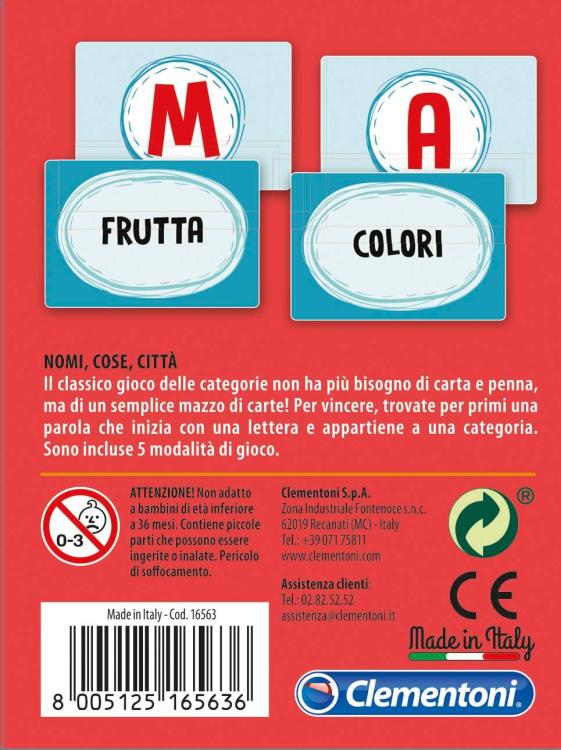 Nomi Cose Citta' Deluxe Gioco Societa Da Tavolo Clementoni Italiano Pocket 7+